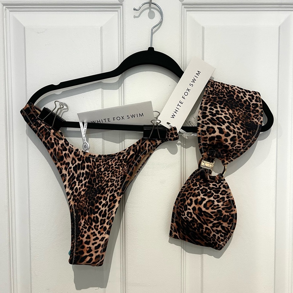 White Fox Boutique Leopard Print Bikini XS
